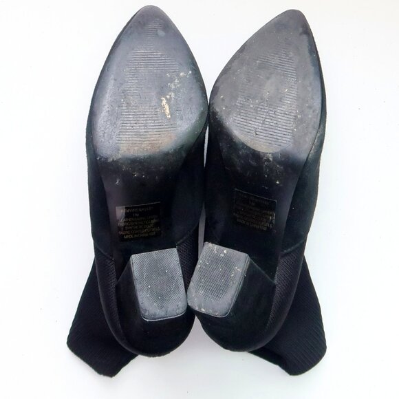 Steve Madden Remy Black Suede Sock Booties Pointed Toe Block Heel Ankle Boots 7 - Picture 7 of 16